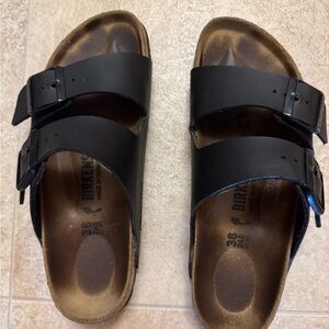 Birkenstock Classic Black Leather Sandals